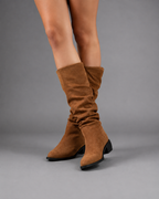 Women's Slouchy Boots – Suede Look Mid-Calf Boots