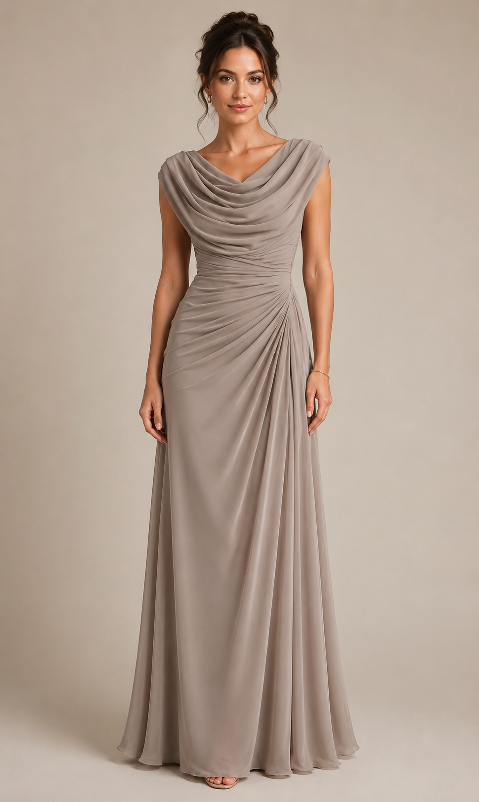 Women's Elegant Draped Maxi Dress for Weddings and Special Occasions