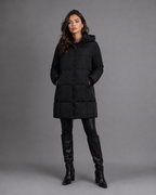 Women's Longline Padded Puffer Coat with Hood