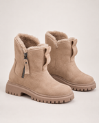 Women’s Winter Boots with Fleece Lining and Chunky Sole in Apricot, product only view