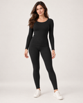 Women's black thermal base layer set front view