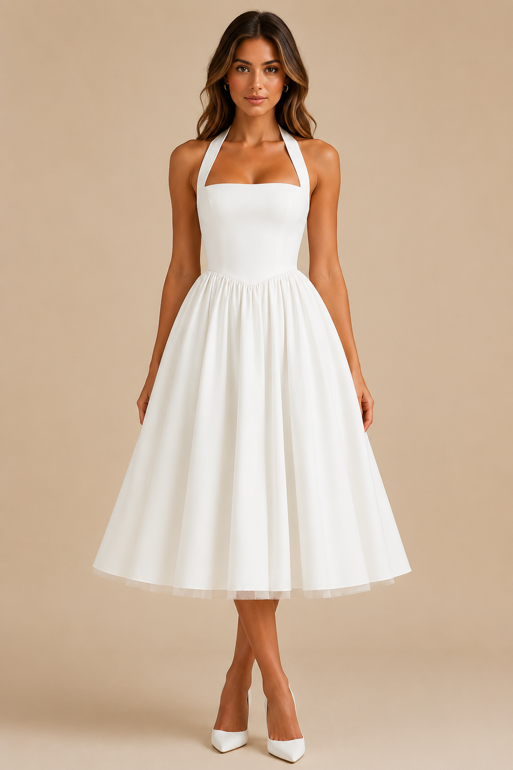 Women's Halter Neck Corset Midi Dress Sophisticated Style