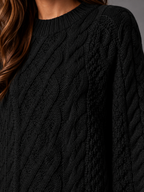 Women's Black Oversized Cable Knit Jumper Dress