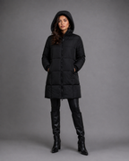 Women's Longline Padded Puffer Coat with Hood