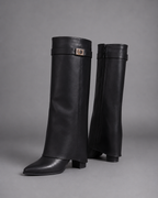 Women's Black Knee High Boots – Low Block Heel Boots