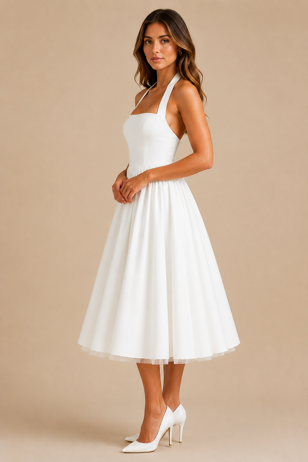 Women's Halter Neck Corset Midi Dress Sophisticated Style