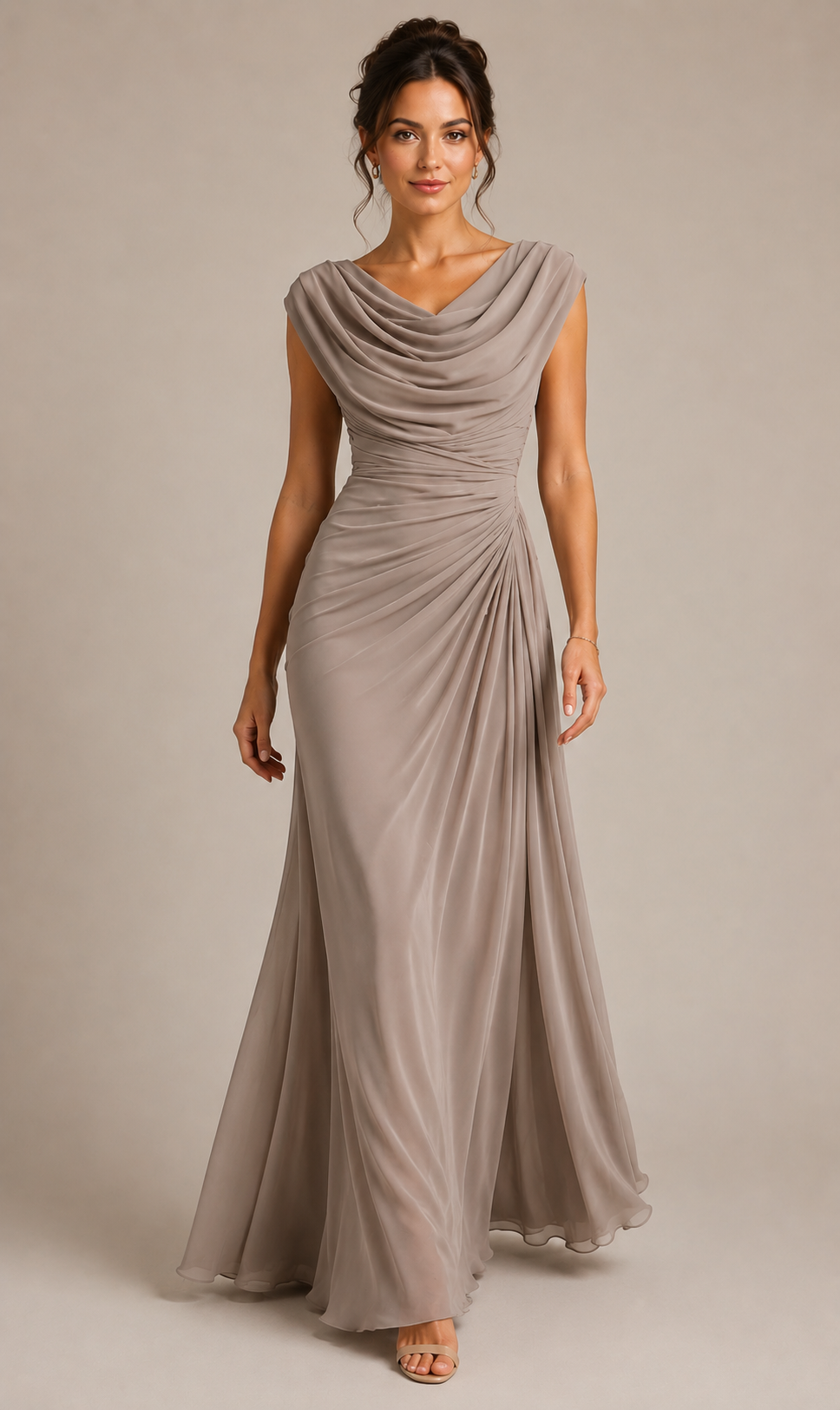 Women's Elegant Draped Maxi Dress for Weddings and Special Occasions
