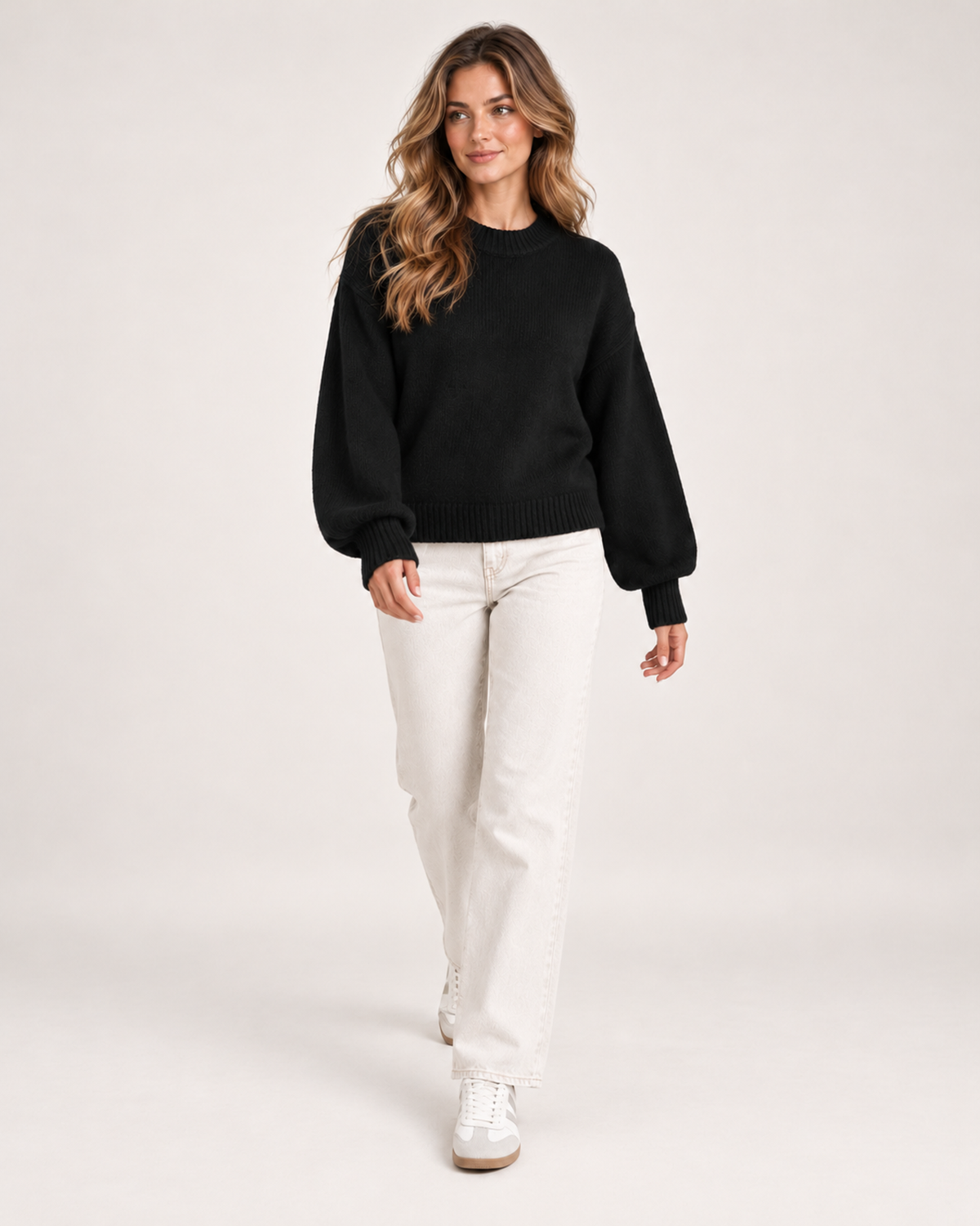 Women's Crew Neck Jumper with Balloon Sleeves product view