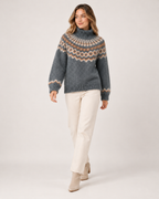 Women's Fair Isle Jumper Patterned High Neck Knitted Style product view