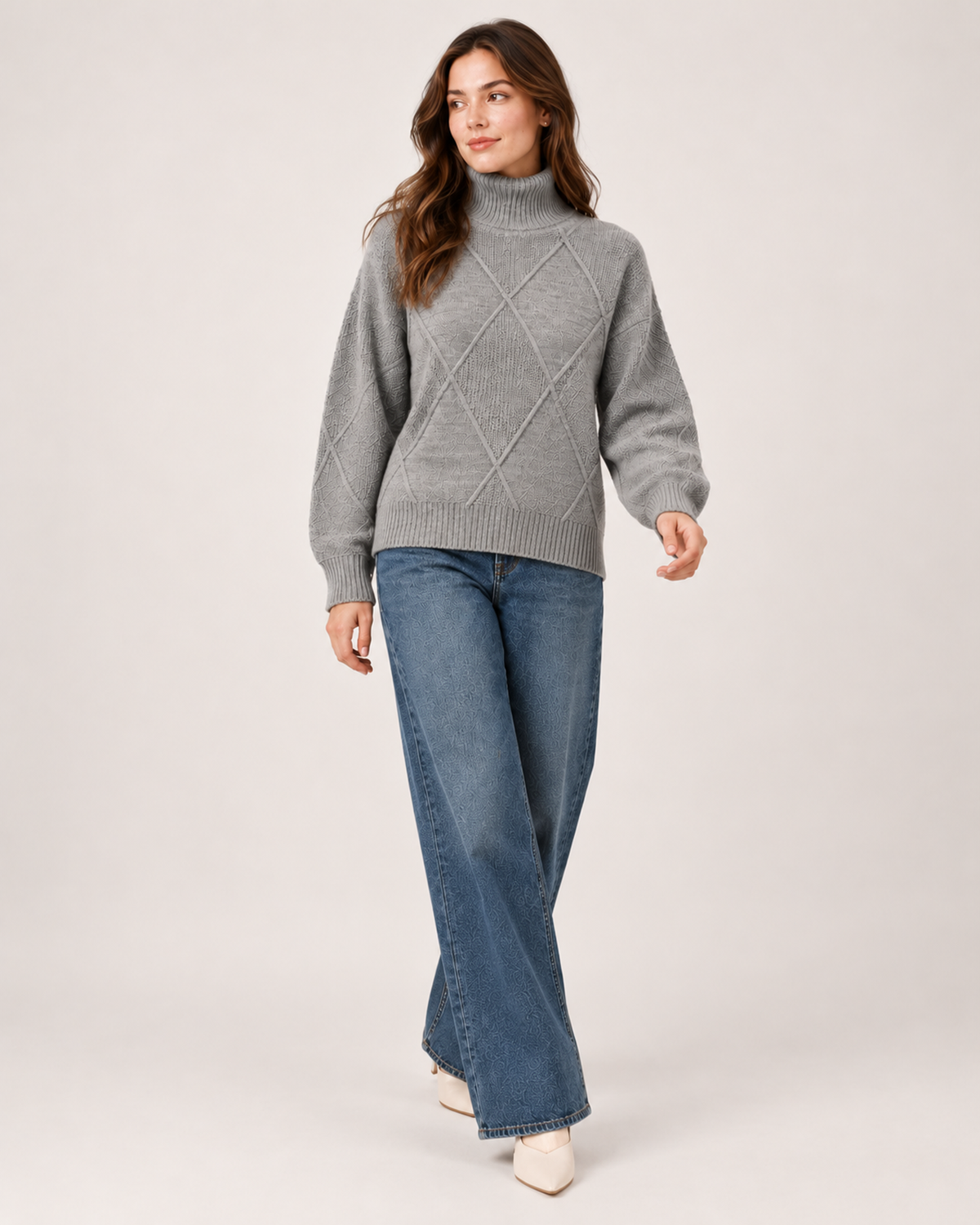 Women's Oversized Turtleneck Jumper product view