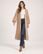 Women's Long Cardigan with Balloon Sleeves product view