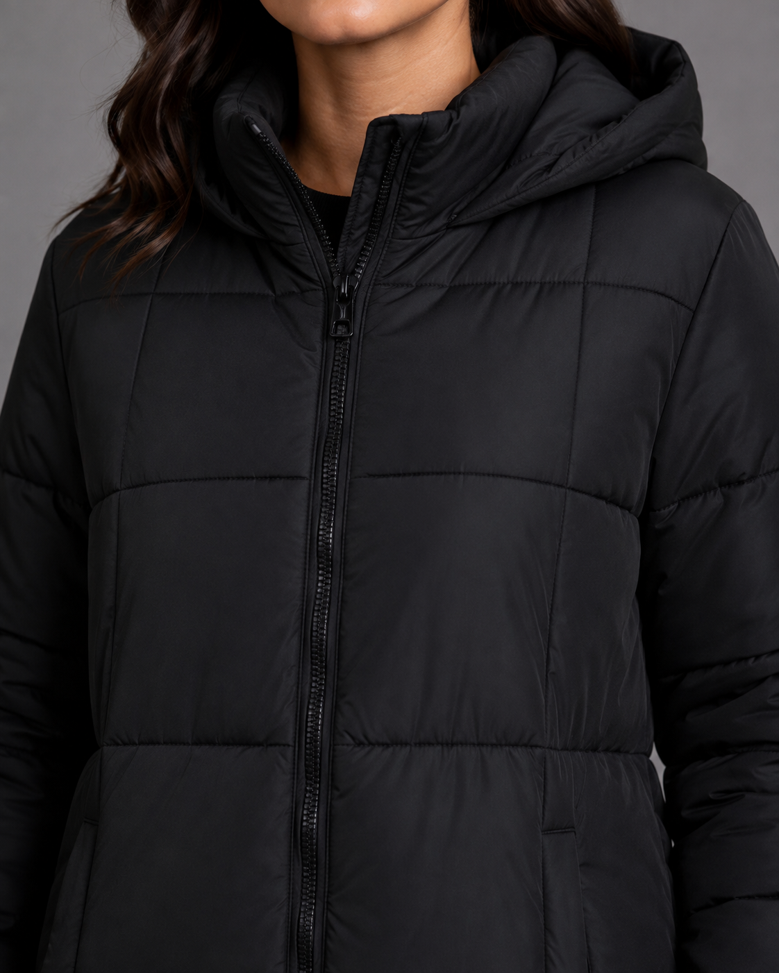 Women's Longline Padded Puffer Coat with Hood