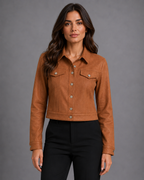 Women's Faux Suede Jacket – Button Up Suede Jacket