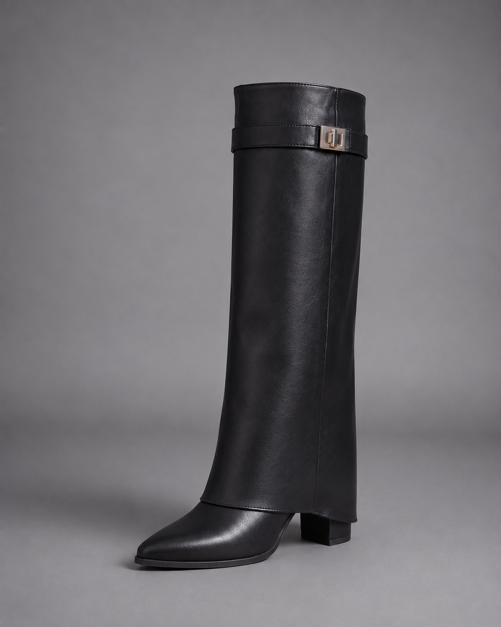 Women's Black Knee High Boots – Low Block Heel Boots