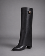 Women's Black Knee High Boots – Low Block Heel Boots