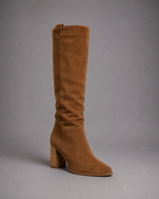 Women's Brown Suede Knee High Boots – Block Heel Boots