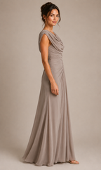 Women's Elegant Draped Maxi Dress for Weddings and Special Occasions