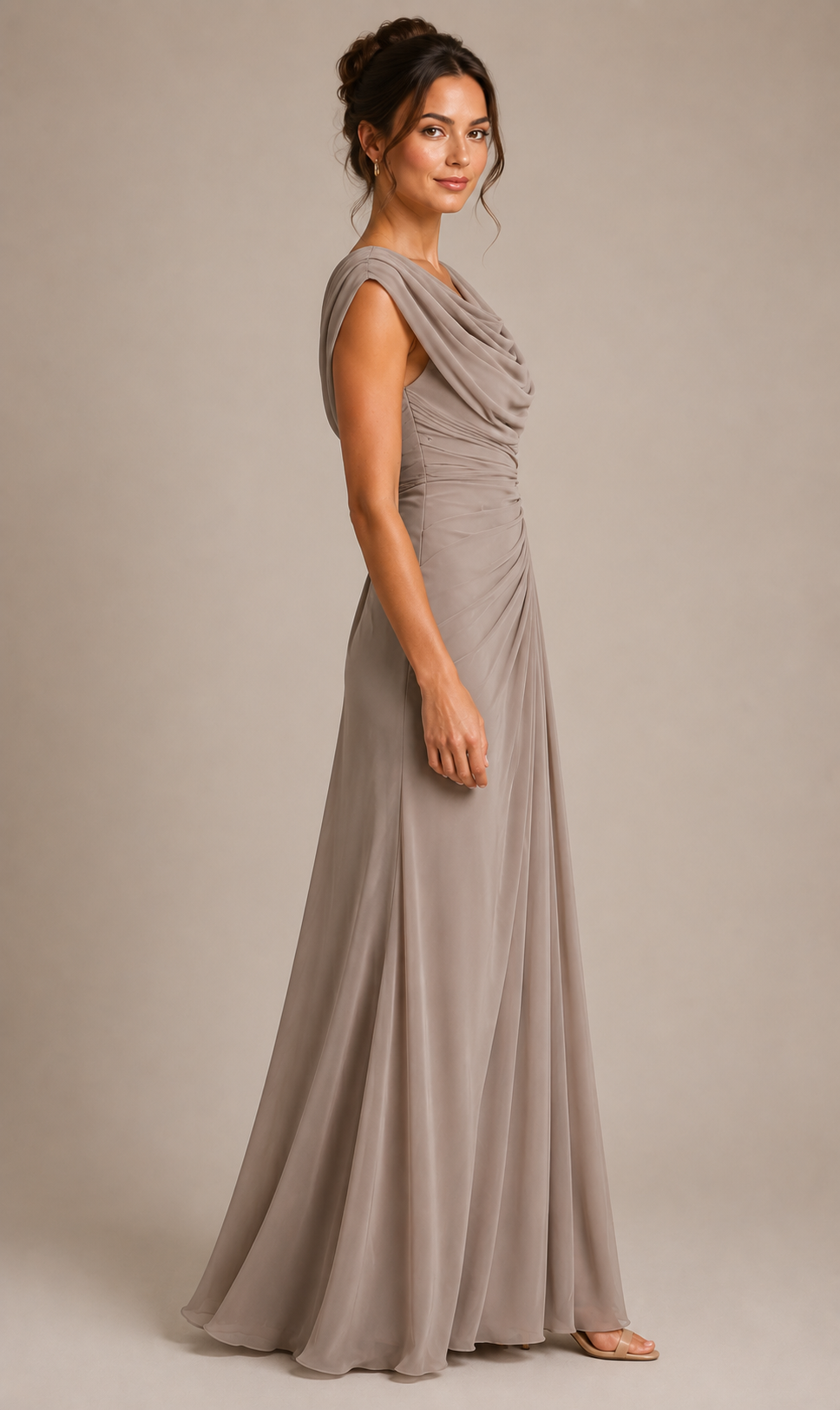 Women's Elegant Draped Maxi Dress for Weddings and Special Occasions