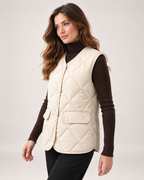 Women's Quilted Gilet with Diamond Design and Patch Pockets product view
