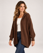Women's Hooded Cardigan with Knitted Finish product view