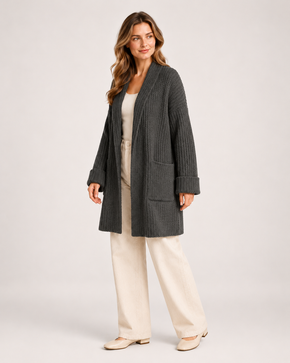 Women's Longline Knitted Cardigan product view