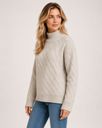 Women's Textured Roll-Neck Jumper with Basketweave Knit product view