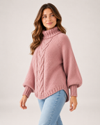 Women's Cable Knit Jumper Chunky Roll Neck Style product view