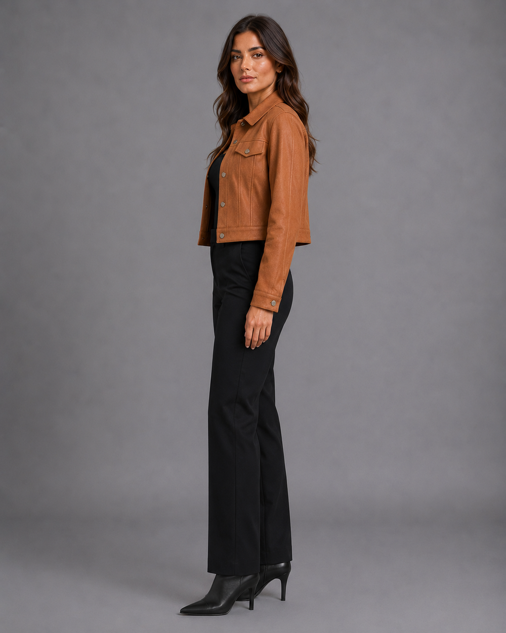 Women's Faux Suede Jacket – Button Up Suede Jacket