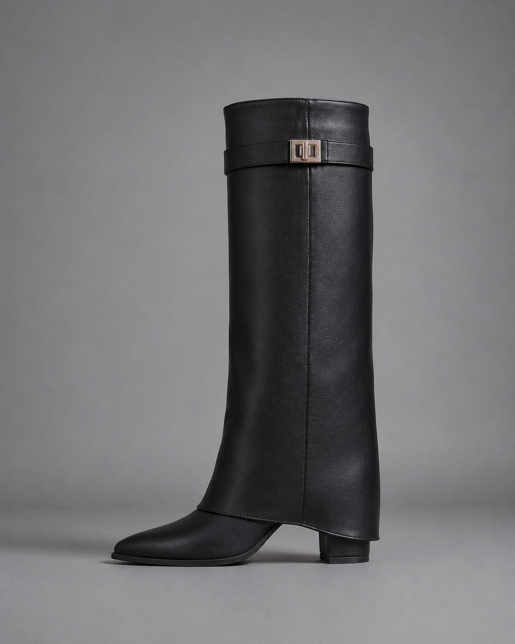 Women's Black Knee High Boots – Low Block Heel Boots