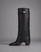 Women's Black Knee High Boots – Low Block Heel Boots