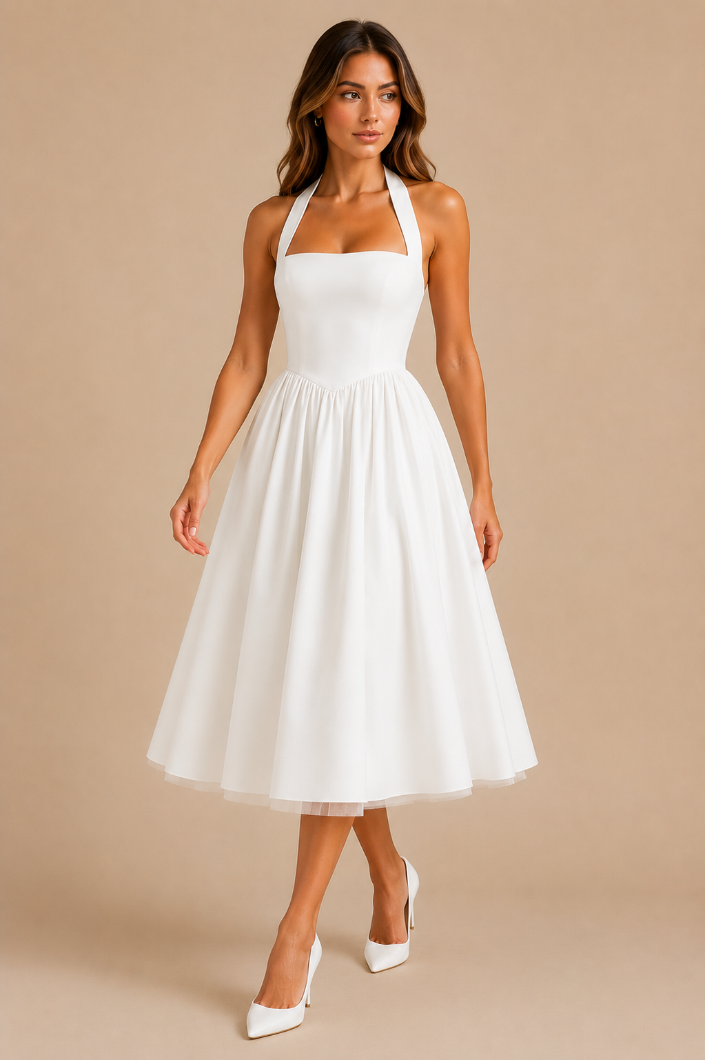 Women's Halter Neck Corset Midi Dress Sophisticated Style