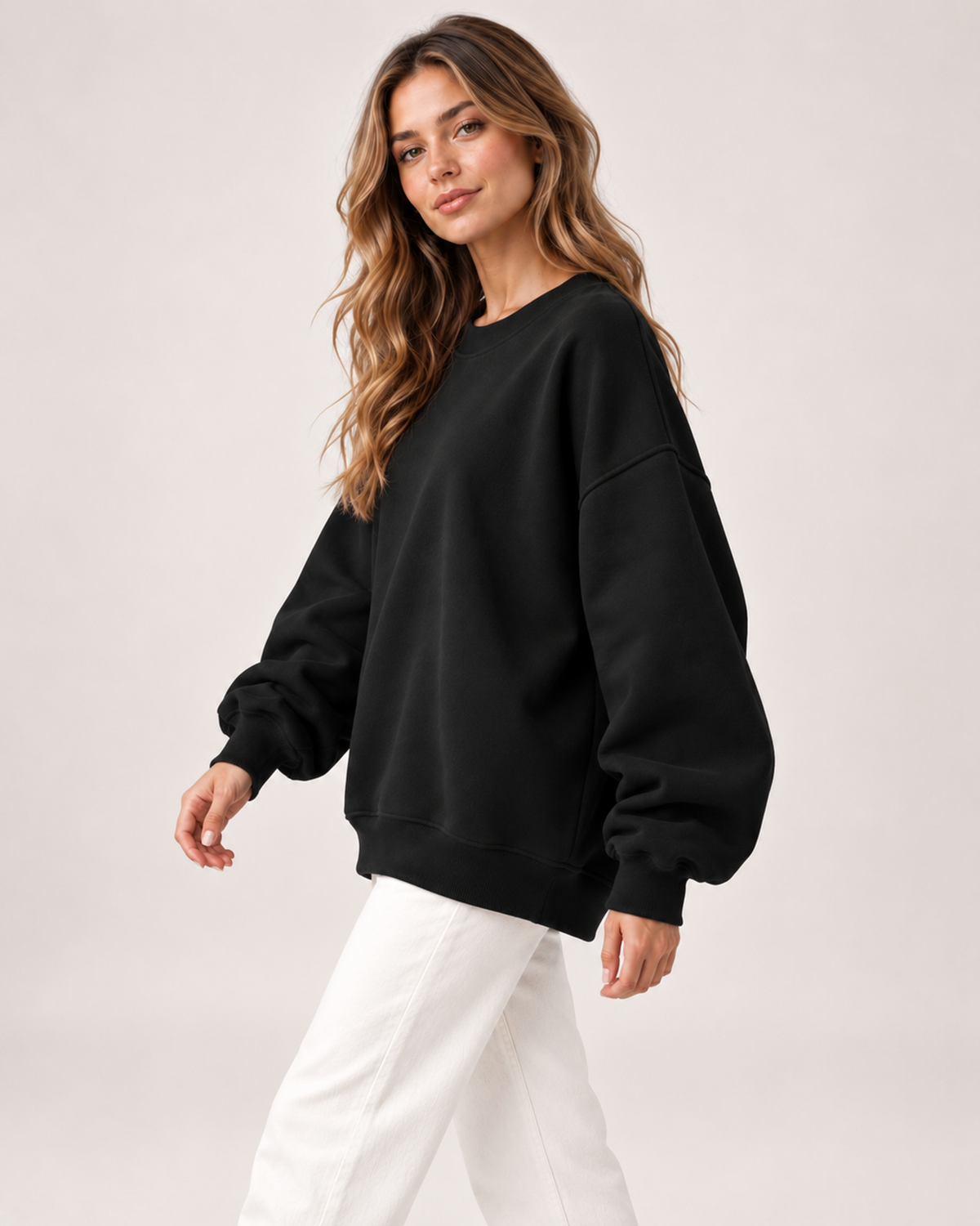 Women's Oversized Sweatshirt with Crew Neck back view
