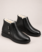 Women’s Ankle Boots with Fleece Lining and Side Zip in Black, product only view