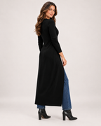 Women's Coatigan with V Neck and Longline Button Front product view