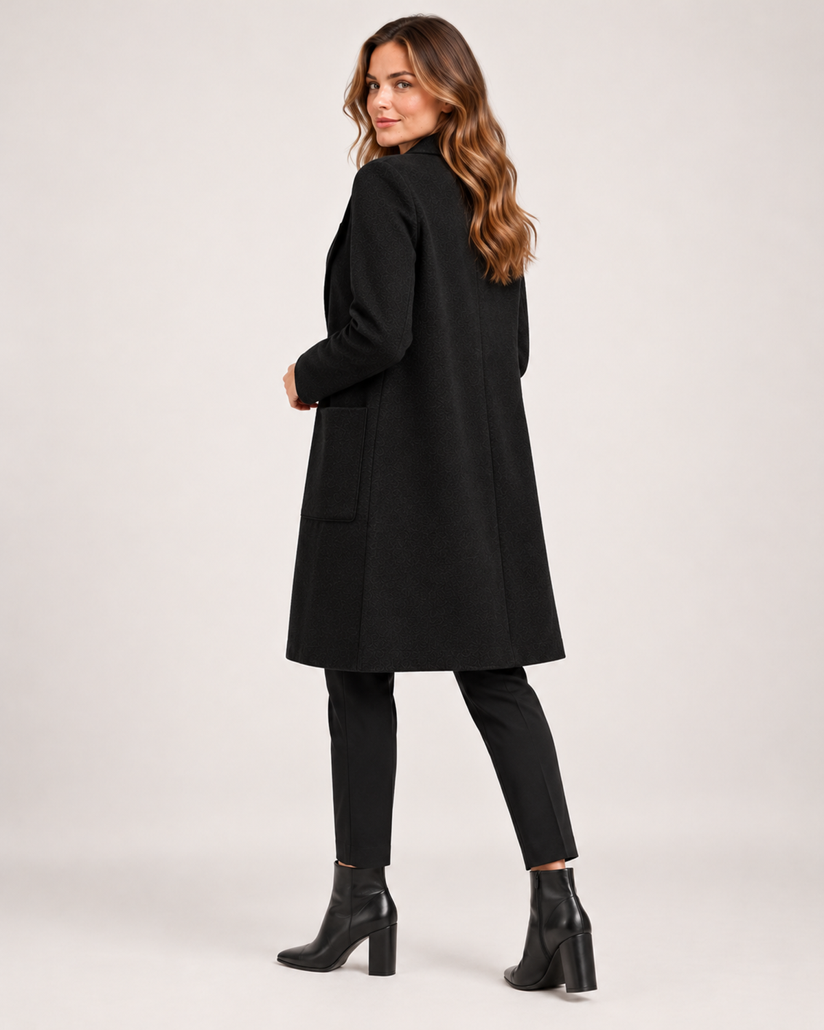 Women's Coatigan with Lapel Collar and Pockets product view