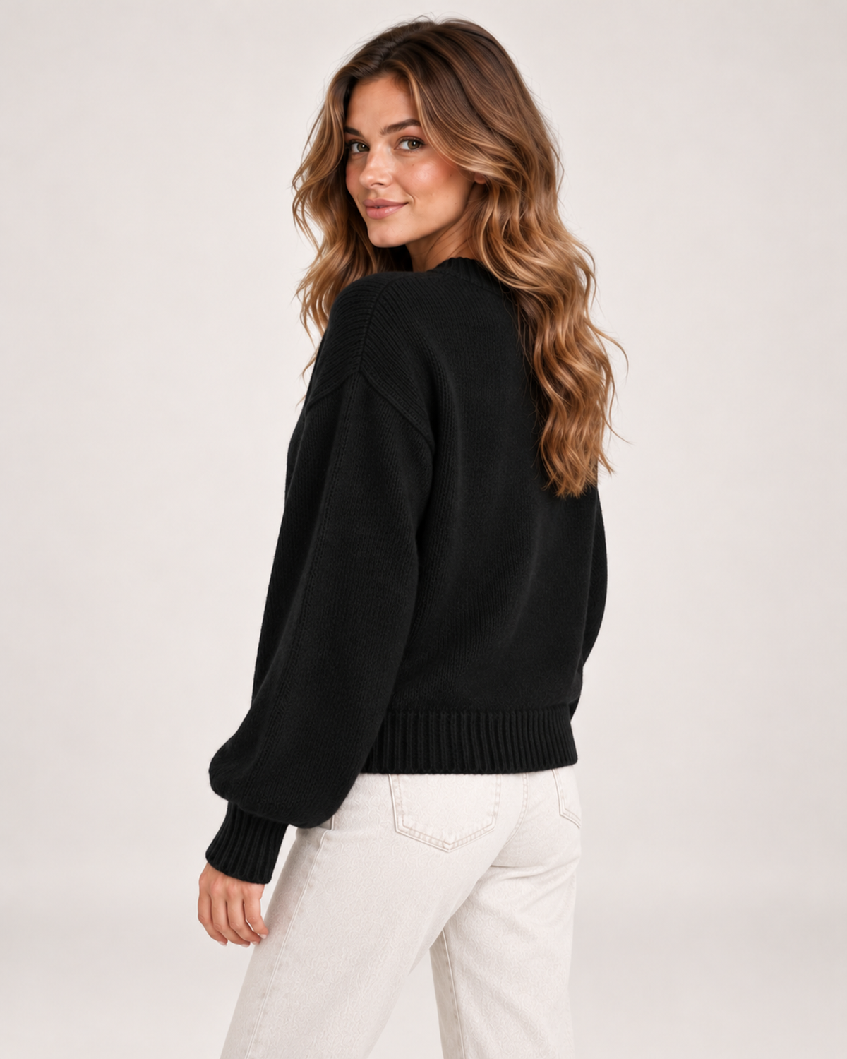 Women's Crew Neck Jumper with Balloon Sleeves product view