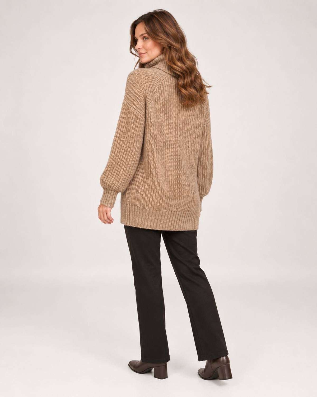 Women's Roll Neck Jumper with Relaxed Longline Fit product view