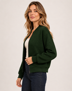Women's Zip Up Cardigan with Textured Knit product view