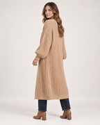 Women's Long Cardigan with Balloon Sleeves product view