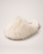 Women’s Mule Slippers with Fluffy Closed Toe in Cream, product only pair front view