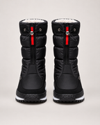 Women’s Snow Boots with Quilted Shaft and Treaded Sole in Black, product only pair front view