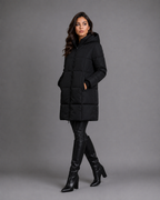 Women's Longline Padded Puffer Coat with Hood