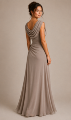 Women's Elegant Draped Maxi Dress for Weddings and Special Occasions