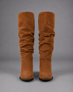 Women's Slouchy Boots – Suede Look Mid-Calf Boots