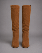 Women's Brown Suede Knee High Boots – Block Heel Boots