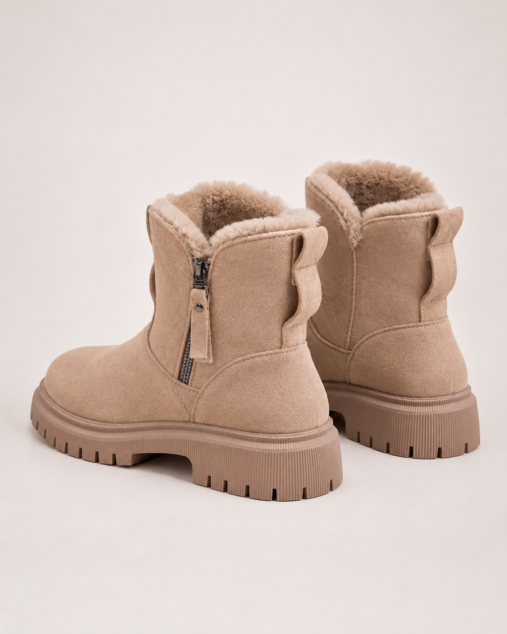 Women’s Winter Boots with Fleece Lining and Chunky Sole in Apricot, product only view