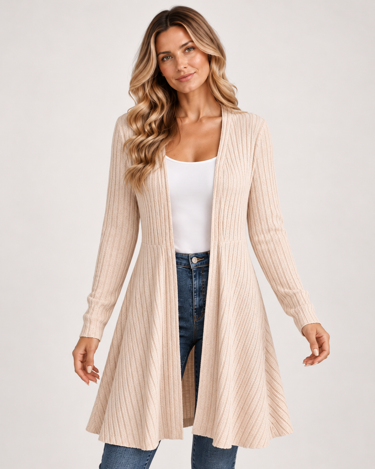 Women's Longline Cardigan with Open Front product detail view
