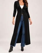 Women's Coatigan with V Neck and Longline Button Front product view