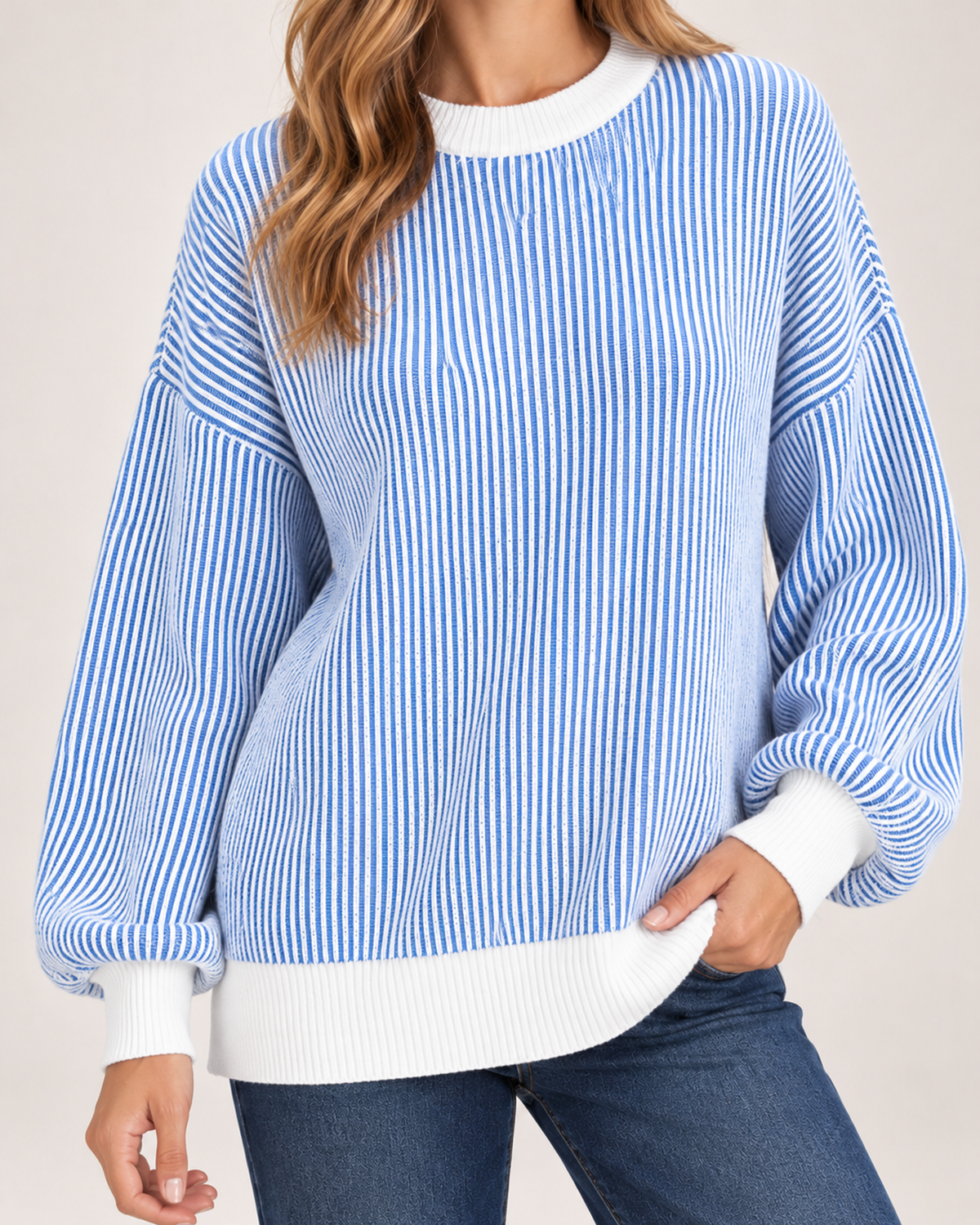 Women's Striped Jumper with Contrast Trim product view