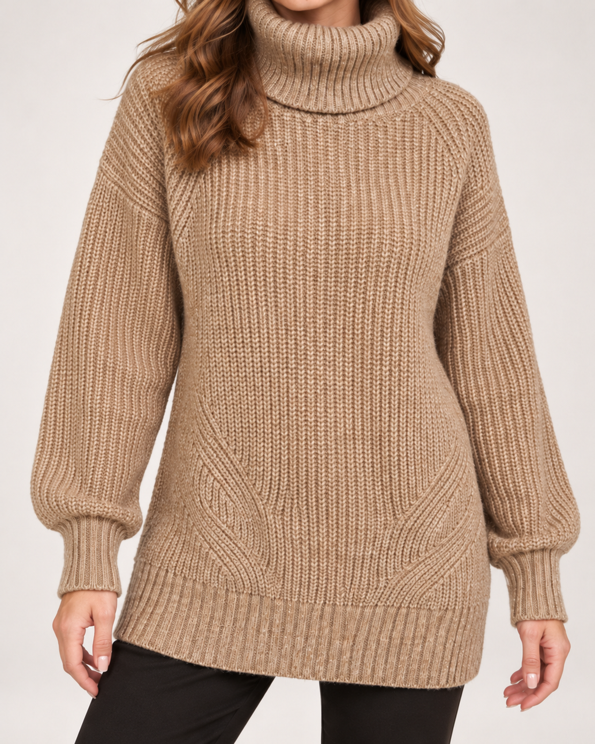 Women's Roll Neck Jumper with Relaxed Longline Fit product view